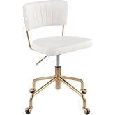 Tania Task Chair in Cream Velvet & Gold Metal